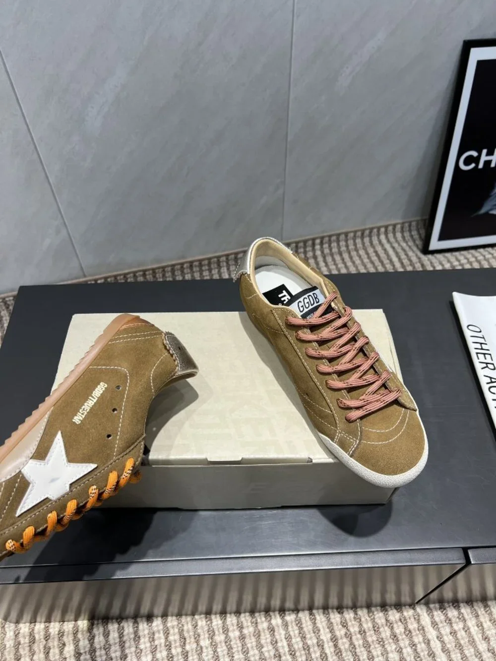 Golden Goose Tan Suede Star-Embellished Sneakers - Picture 6 of 9